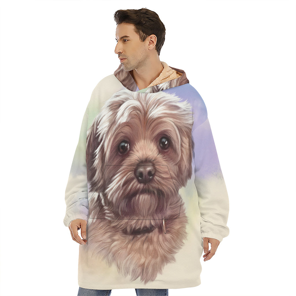 Yorkshire Terrier Portrait Print Hoodie Blanket