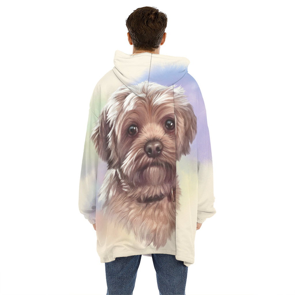 Yorkshire Terrier Portrait Print Hoodie Blanket