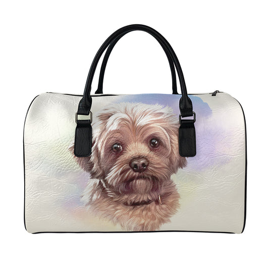 Yorkshire Terrier Portrait Print Leather Duffle Bag