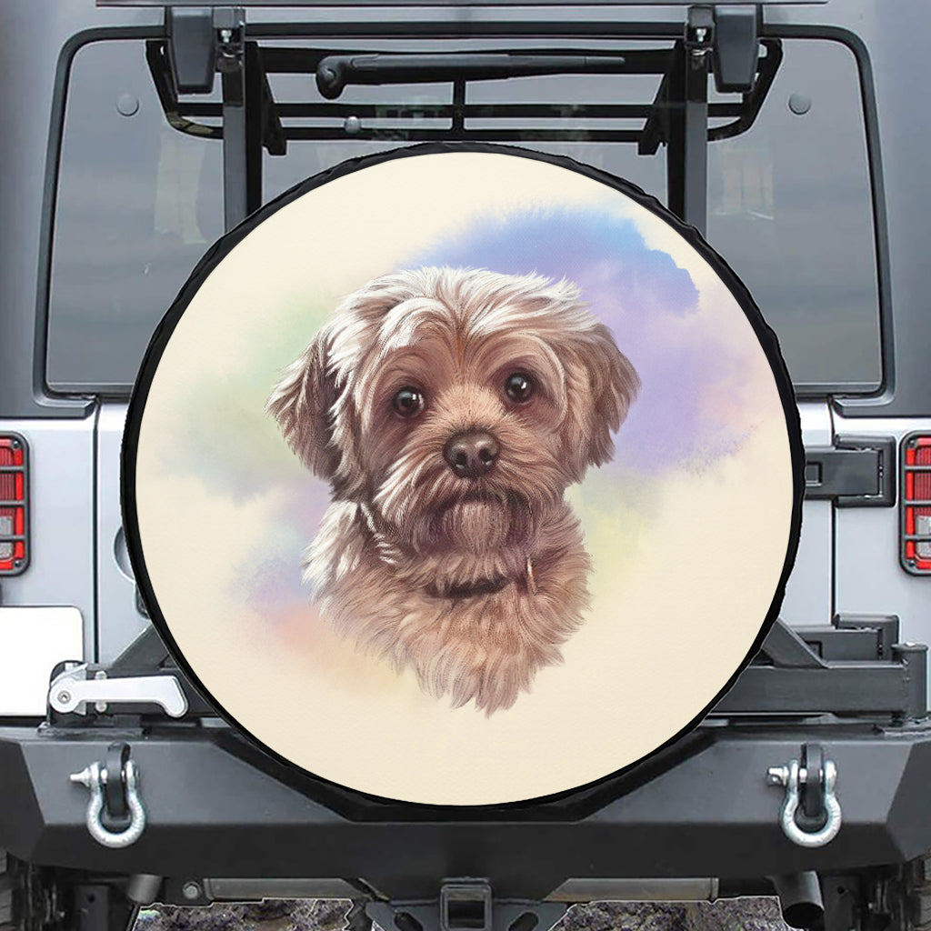 Yorkshire Terrier Portrait Print Leather Spare Tire Cover