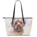 Yorkshire Terrier Portrait Print Leather Tote Bag With Zipper