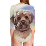 Yorkshire Terrier Portrait Print Long Sleeve Swimsuit