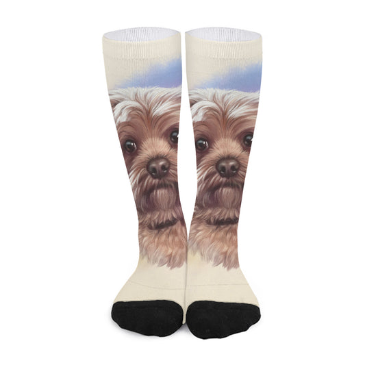 Yorkshire Terrier Portrait Print Long Socks