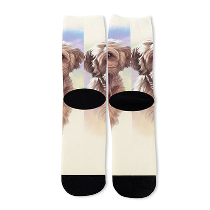Yorkshire Terrier Portrait Print Long Socks
