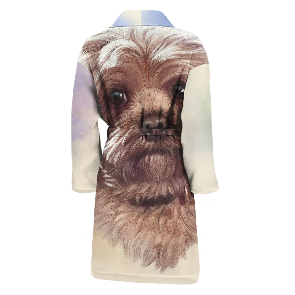 Yorkshire Terrier Portrait Print Men's Bathrobe