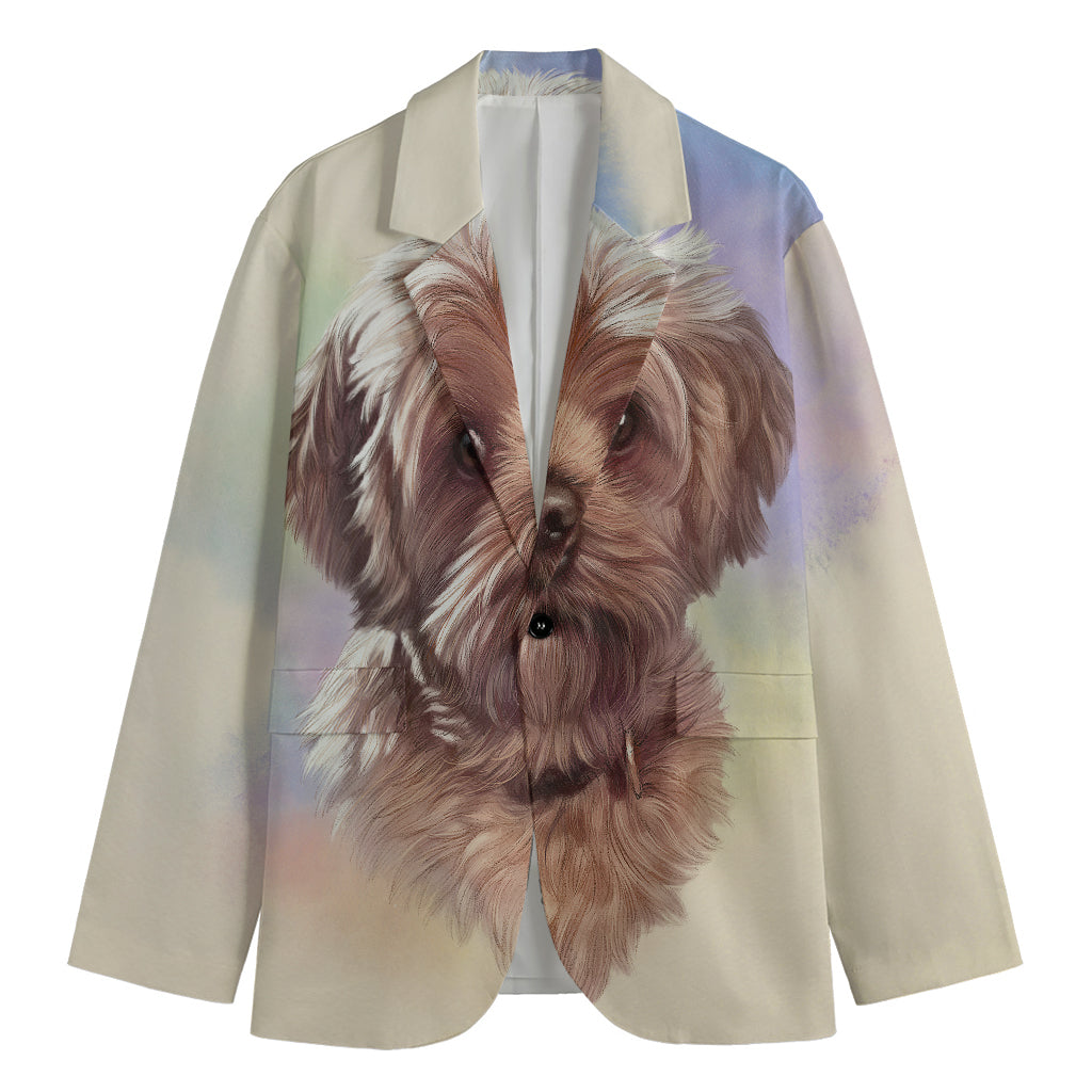 Yorkshire Terrier Portrait Print Men's Cotton Blazer