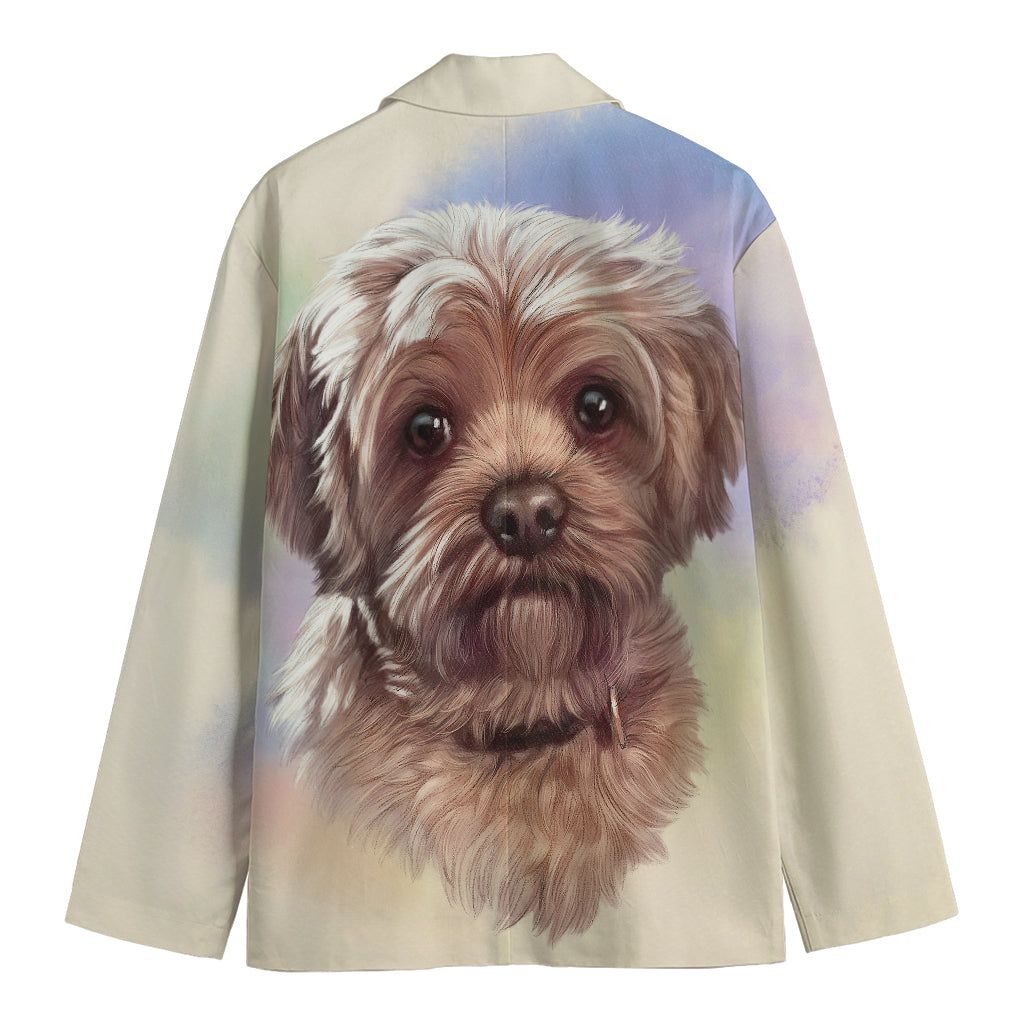 Yorkshire Terrier Portrait Print Men's Cotton Blazer