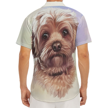 Yorkshire Terrier Portrait Print Men's Deep V-Neck Shirt