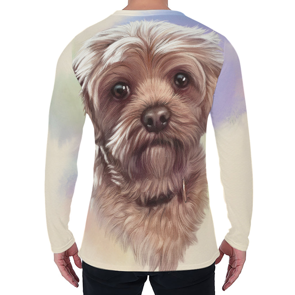 Yorkshire Terrier Portrait Print Men's Long Sleeve T-Shirt