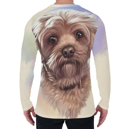Yorkshire Terrier Portrait Print Men's Long Sleeve T-Shirt