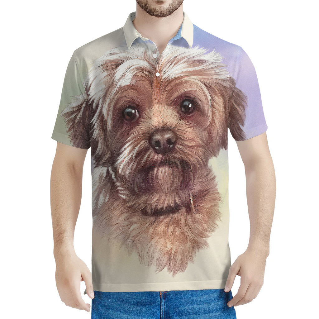 Yorkshire Terrier Portrait Print Men's Polo Shirt