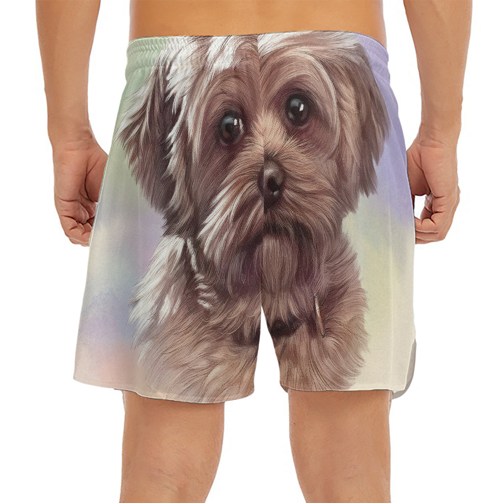 Yorkshire Terrier Portrait Print Men's Split Running Shorts