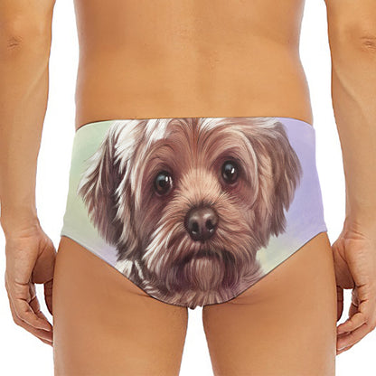 Yorkshire Terrier Portrait Print Men's Triangle Swim Briefs