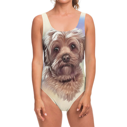 Yorkshire Terrier Portrait Print One Piece Swimsuit