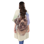 Yorkshire Terrier Portrait Print Open Front Beach Cover Up