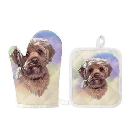Yorkshire Terrier Portrait Print Oven Mitt And Pot Holder Set