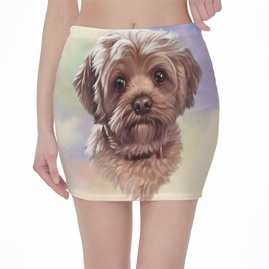 Yorkshire Terrier Portrait Print Pencil Mini Skirt