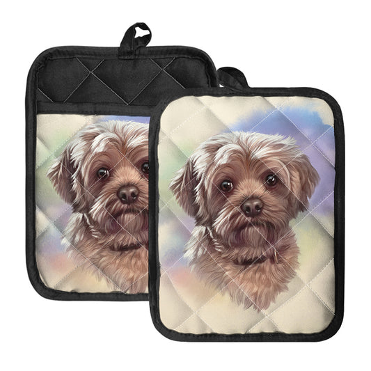Yorkshire Terrier Portrait Print Pot Holders With Pocket