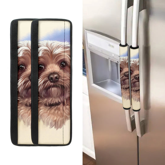 Yorkshire Terrier Portrait Print Refrigerator Handle Covers