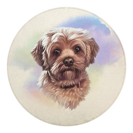 Yorkshire Terrier Portrait Print Round Blanket
