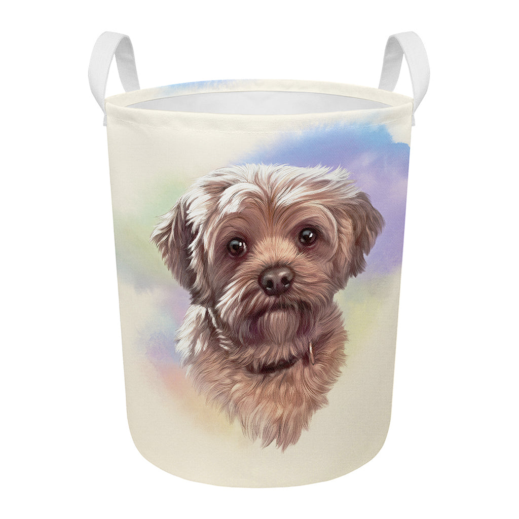 Yorkshire Terrier Portrait Print Round Laundry Basket
