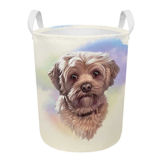 Yorkshire Terrier Portrait Print Round Laundry Basket