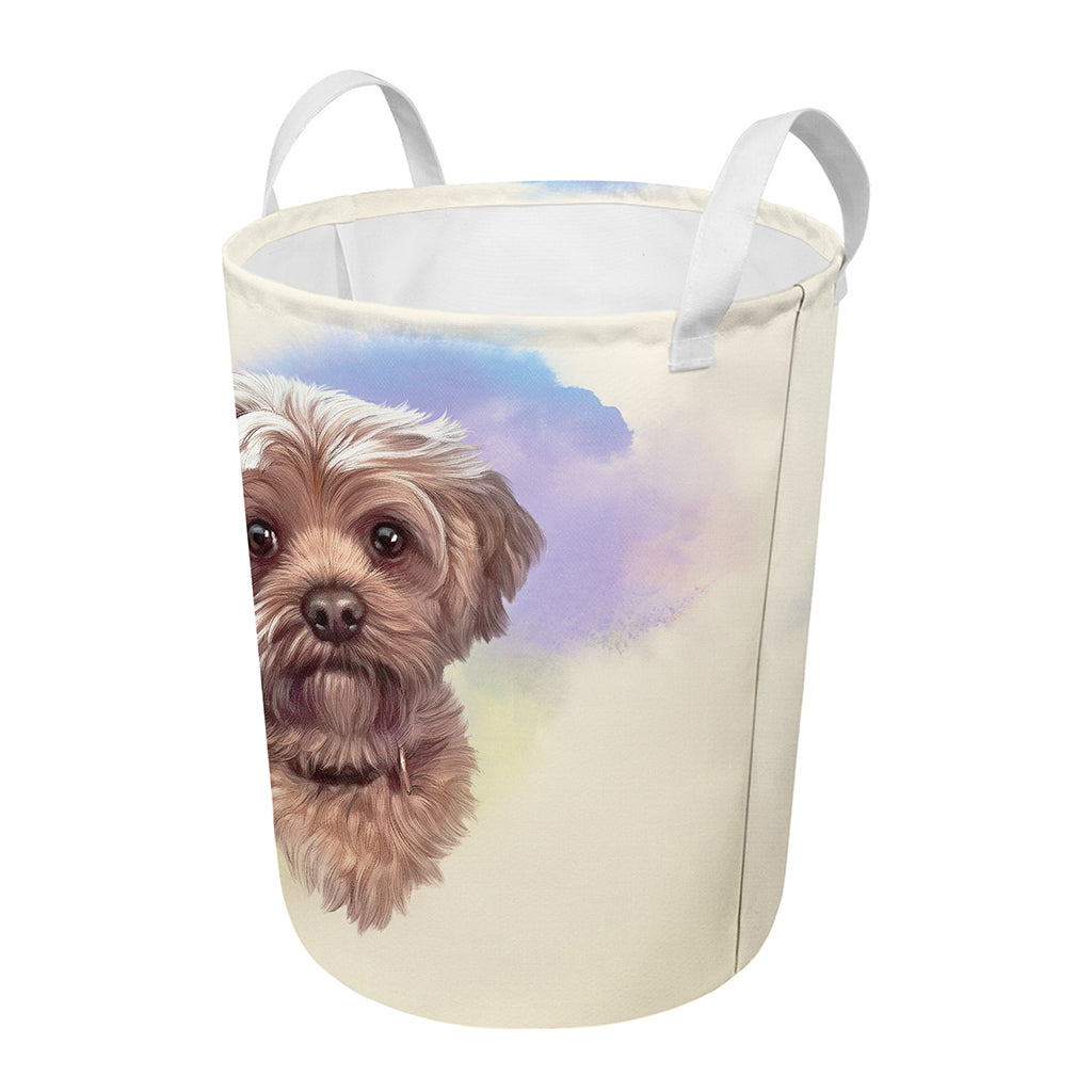 Yorkshire Terrier Portrait Print Round Laundry Basket