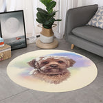 Yorkshire Terrier Portrait Print Round Rug