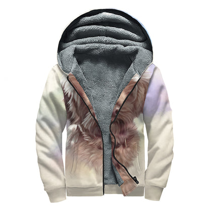 Yorkshire Terrier Portrait Print Sherpa Lined Zip Up Hoodie