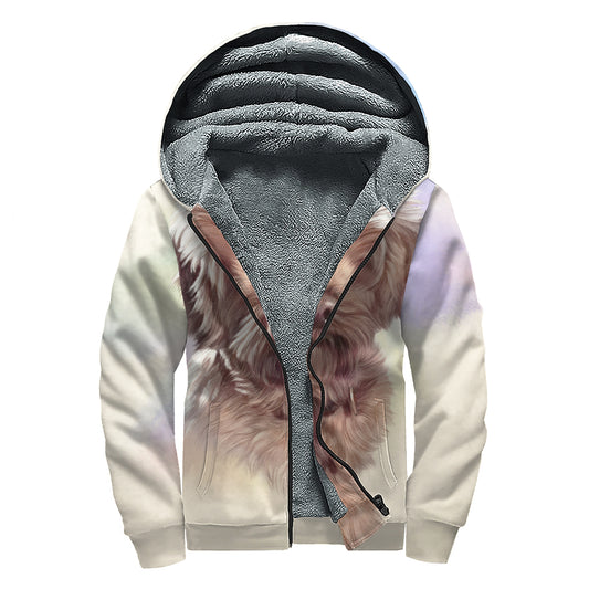 Yorkshire Terrier Portrait Print Sherpa Lined Zip Up Hoodie