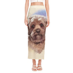 Yorkshire Terrier Portrait Print Side Slit Maxi Skirt