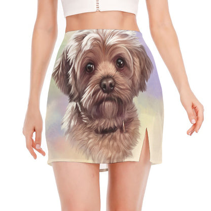 Yorkshire Terrier Portrait Print Side Slit Mini Skirt