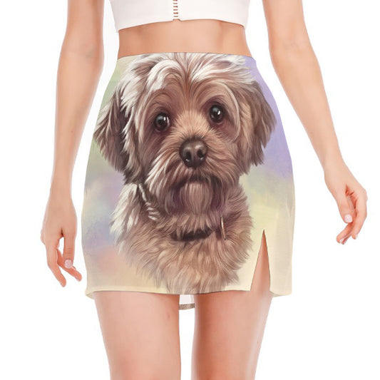 Yorkshire Terrier Portrait Print Side Slit Mini Skirt