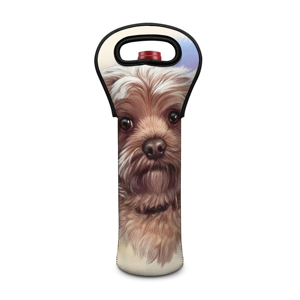 Yorkshire Terrier Portrait Print Single Neoprene Wine Tote