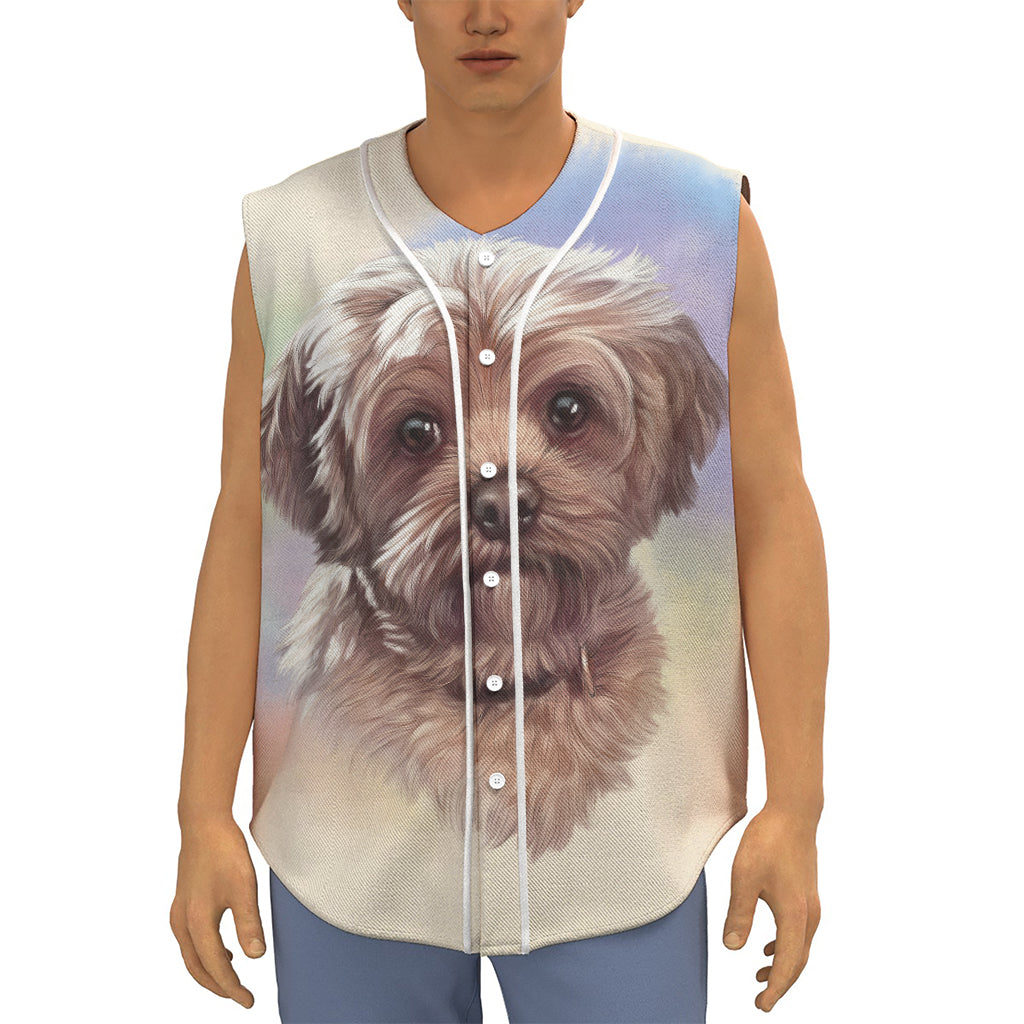 Yorkshire Terrier Portrait Print Sleeveless Baseball Jersey