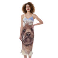 Yorkshire Terrier Portrait Print Slim Fit Midi Cami Dress