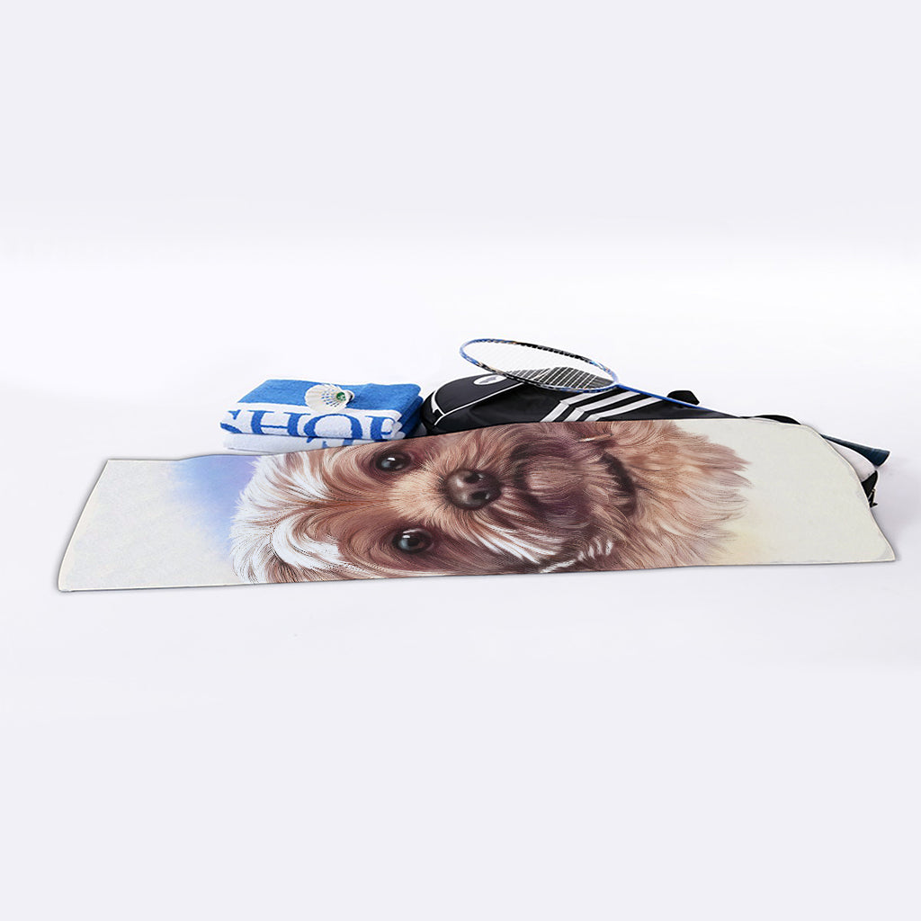Yorkshire Terrier Portrait Print Sports Towel