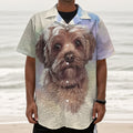 Yorkshire Terrier Portrait Print Textured Short Sleeve Shirt