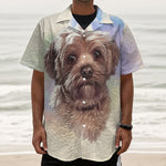 Yorkshire Terrier Portrait Print Textured Short Sleeve Shirt