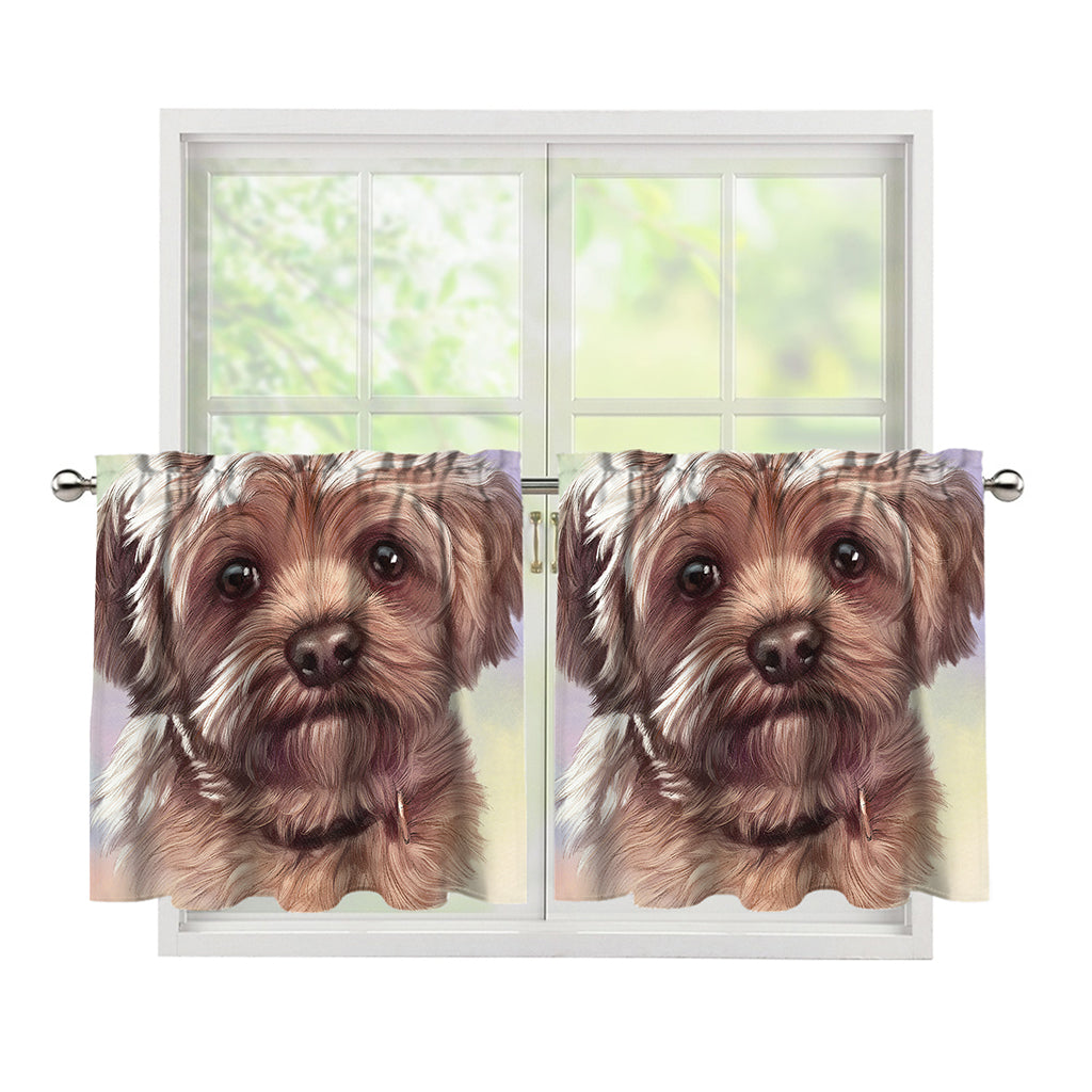 Yorkshire Terrier Portrait Print Tier Curtains