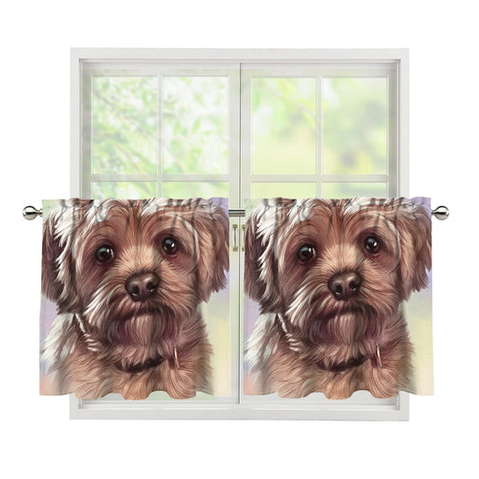 Yorkshire Terrier Portrait Print Tier Curtains