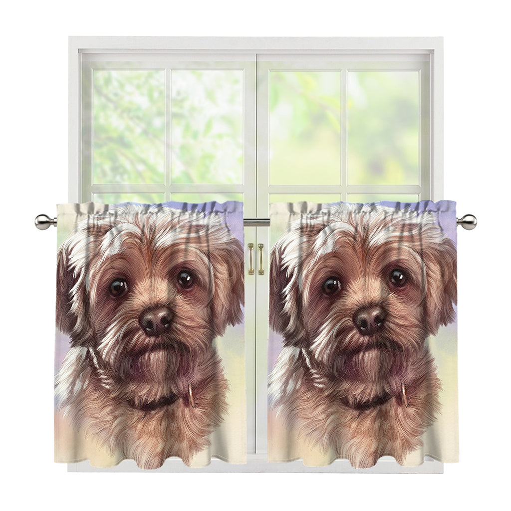 Yorkshire Terrier Portrait Print Tier Curtains