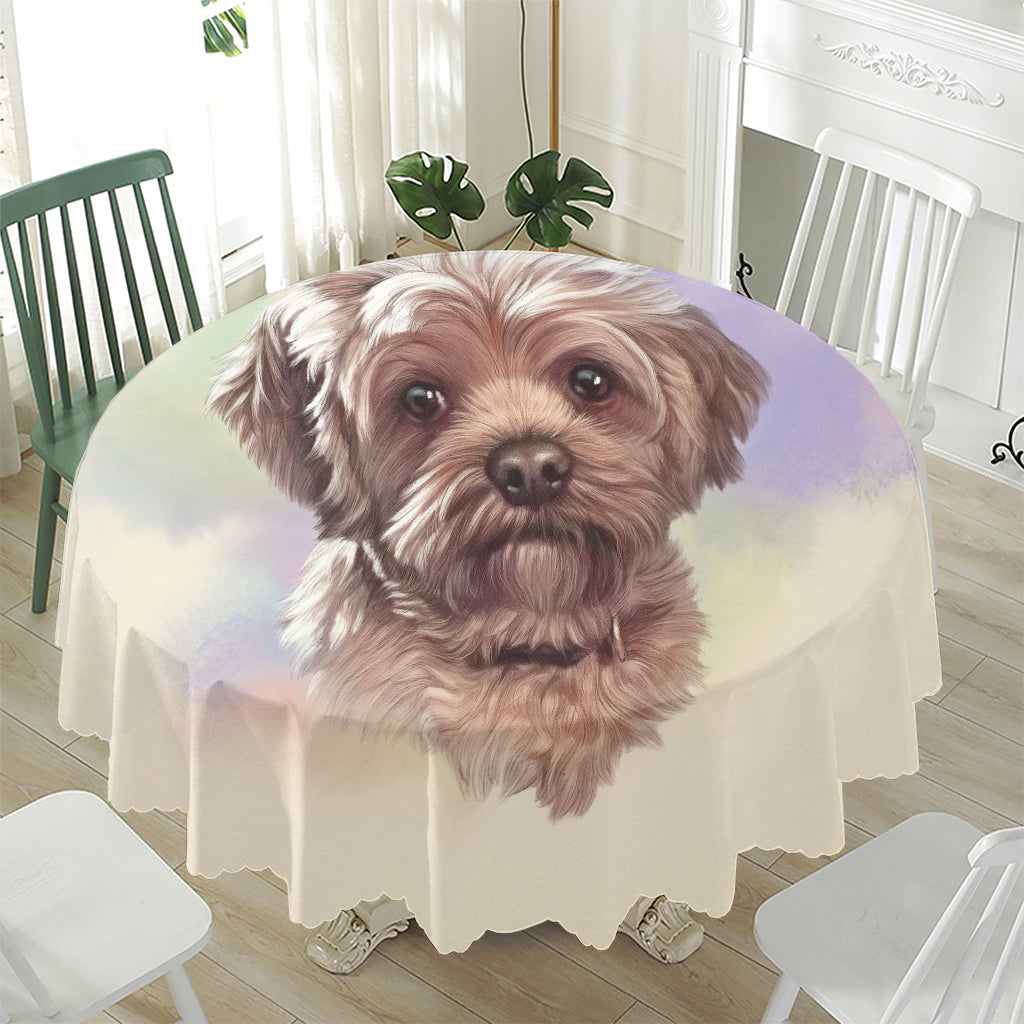 Yorkshire Terrier Portrait Print Waterproof Round Tablecloth
