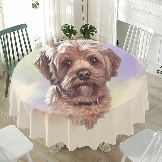 Yorkshire Terrier Portrait Print Waterproof Round Tablecloth
