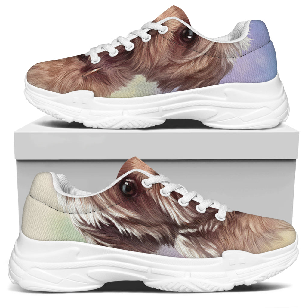 Yorkshire Terrier Portrait Print White Chunky Shoes
