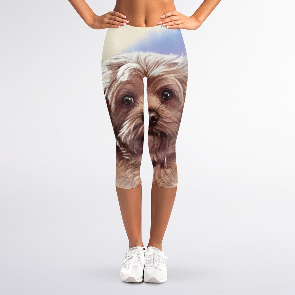 Yorkshire Terrier Portrait Print Women's Capri Leggings