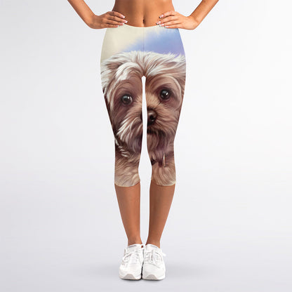 Yorkshire Terrier Portrait Print Women's Capri Leggings