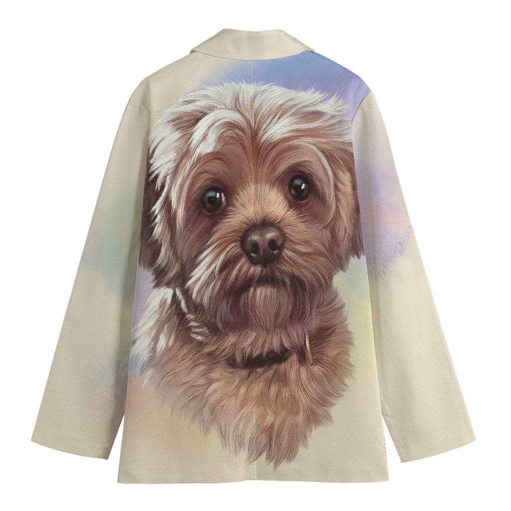 Yorkshire Terrier Portrait Print Women's Cotton Blazer