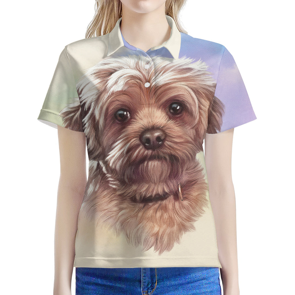 Yorkshire Terrier Portrait Print Women's Polo Shirt