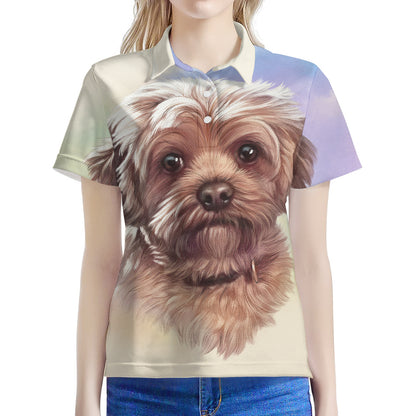 Yorkshire Terrier Portrait Print Women's Polo Shirt